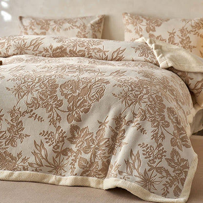 Couverture chaude en jacquard avec motif floral botanique - image 2