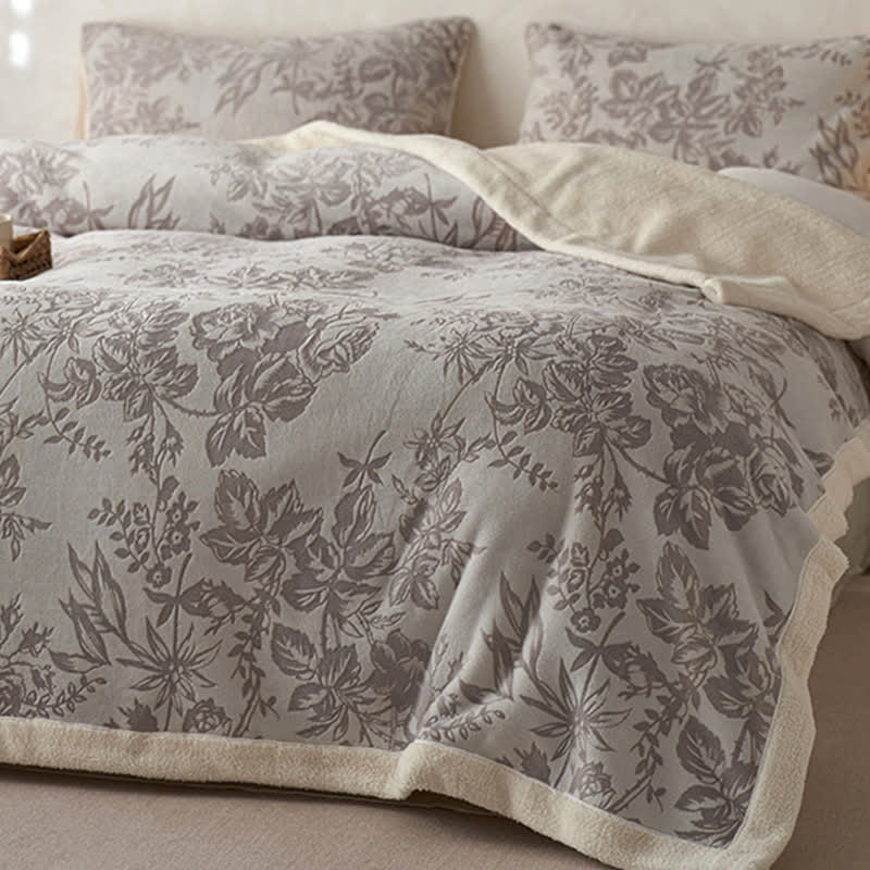 Couverture chaude en jacquard avec motif floral botanique - image 7