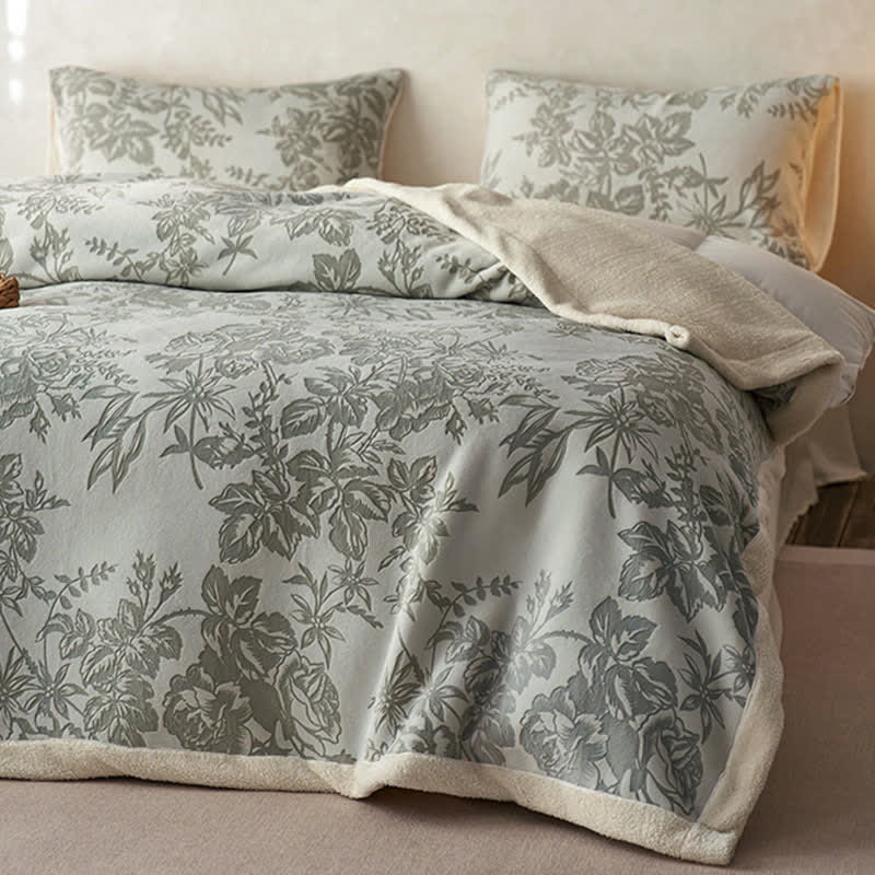 Couverture chaude en jacquard avec motif floral botanique - image 10