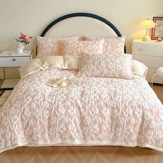 Couette chaude à motif floral - 2 taies d'oreiller - Rose - 48 cm x 74 cm - image 0