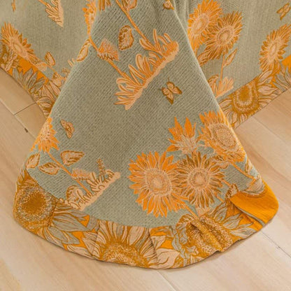 Parure de lit réversible en gaze de coton motif tournesol (4 pièces) - image 7