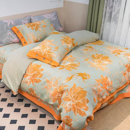 Parure de lit en gaze de coton Dahlia (4 pièces) - Jaune - 220 cm x 240 cm - image 0