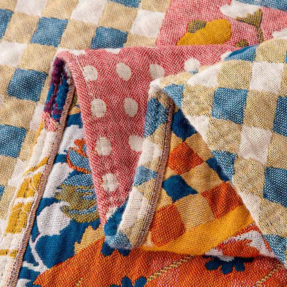 Couette patchwork en gaze de coton naturel à motif floral - image 5