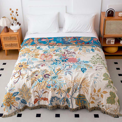 Couette en coton naturel luxuriant avec pétales de fleurs - 200 cm x 230 cm - image 0