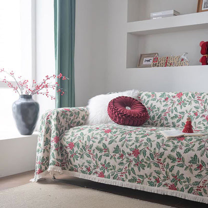 Couverture de canapé inspirée de Noël avec des feuilles de houx - image 6