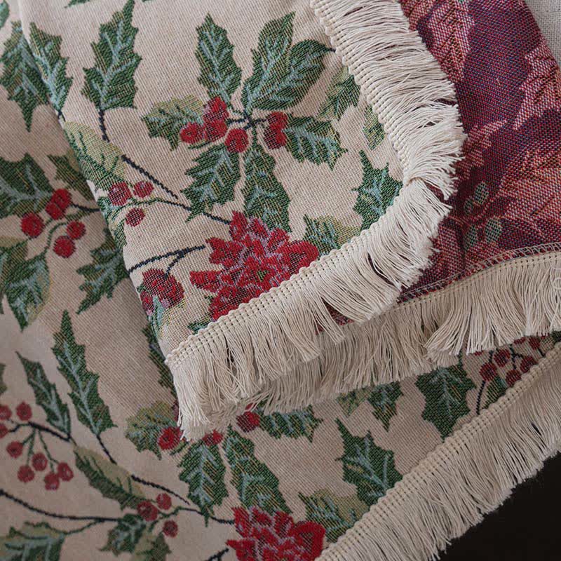 Couverture de canapé inspirée de Noël avec des feuilles de houx - image 8