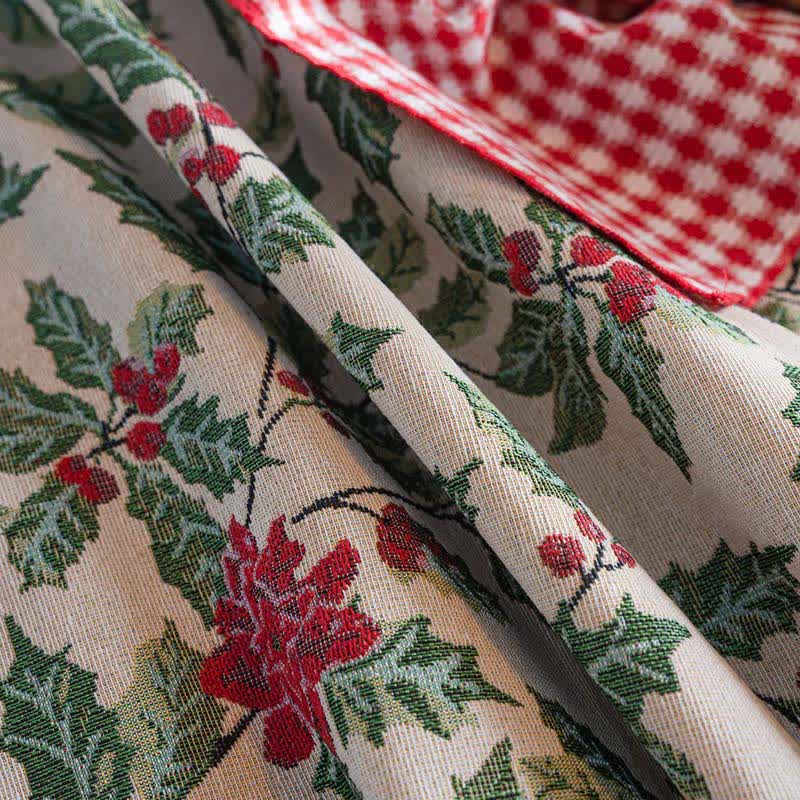 Nappe jacquard d'inspiration Noël avec feuilles de houx - image 11