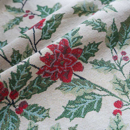 Rideau de Noël avec feuilles de houx et pompons - image 8