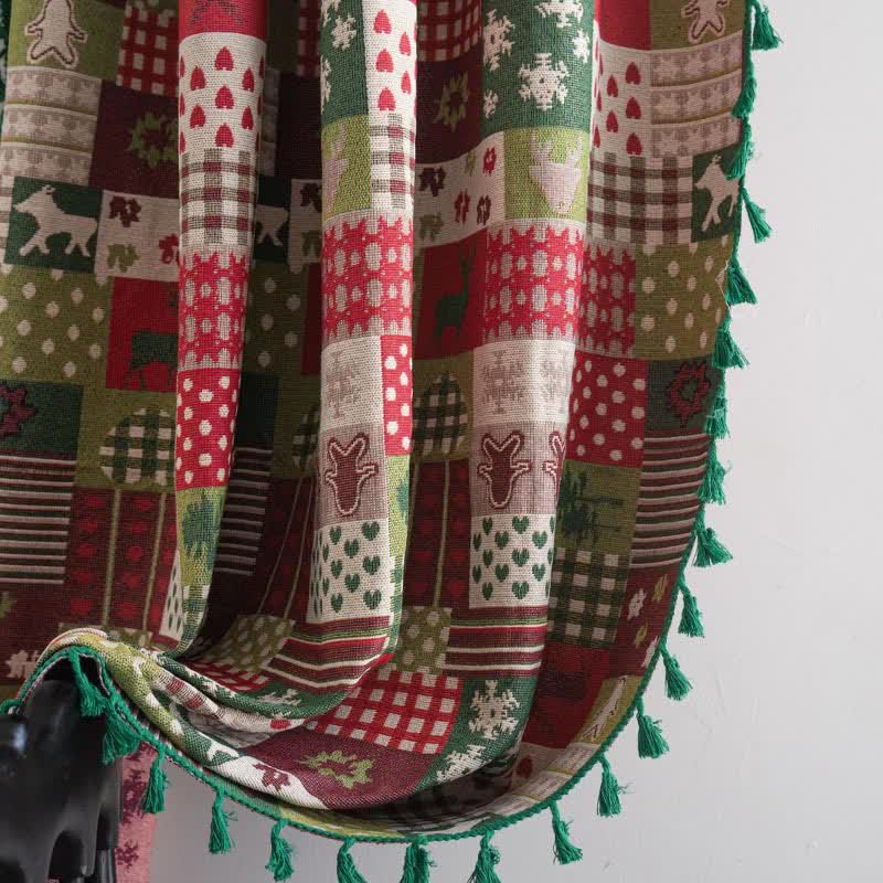 Rideau patchwork à pompons et imprimé de Noël - image 6