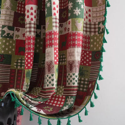 Rideau patchwork à pompons et imprimé de Noël - image 6