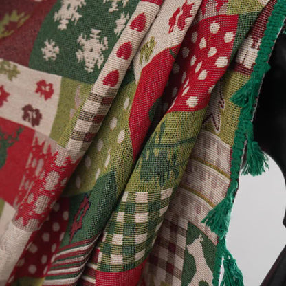 Rideau patchwork à pompons et imprimé de Noël - image 7