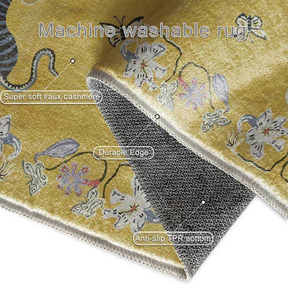 Tapis doux vintage à motifs tigre et fleurs - image 4