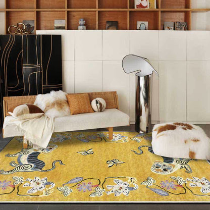 Tapis doux vintage à motifs tigre et fleurs - image 1