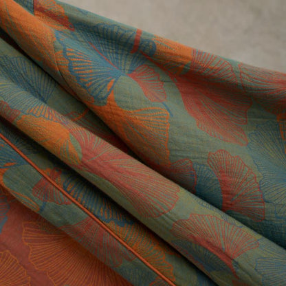 Peignoir kimono en coton imprimé feuilles de ginkgo - image 5