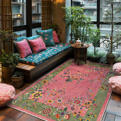 Tapis antidérapant et doux avec des fleurs classiques - 153 cm x 244 cm - image 0