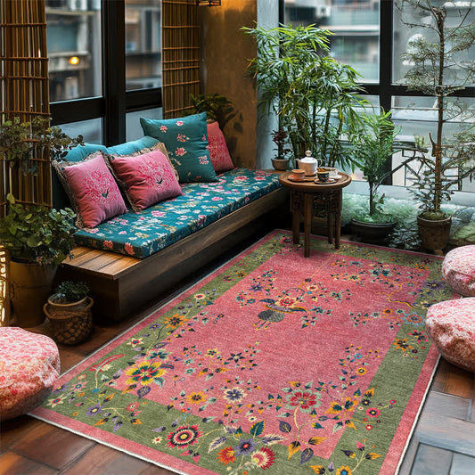 Tapis antidérapant et doux avec des fleurs classiques - 153 cm x 244 cm - image 0