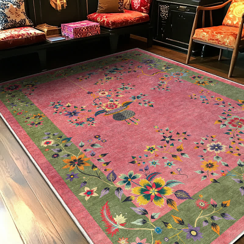 Tapis antidérapant et doux avec des fleurs classiques - image 2