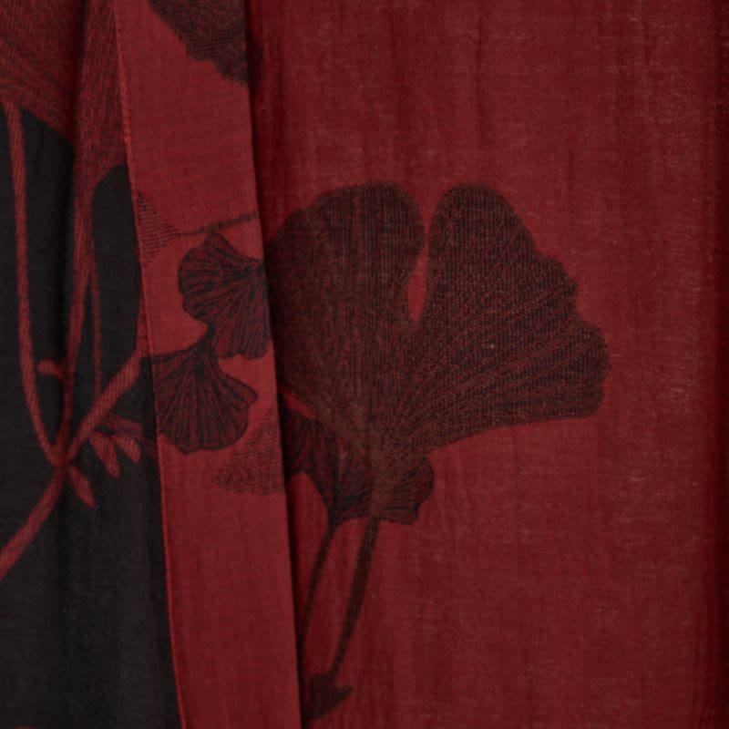 Grand peignoir kimono en coton avec feuilles de ginkgo - image 18