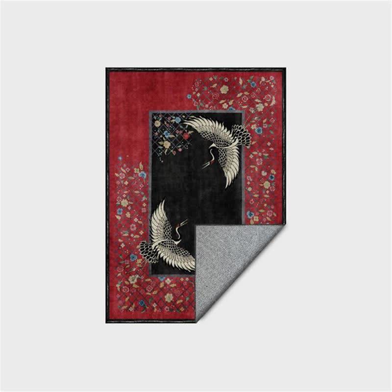 Tapis antidérapant avec motif floral de grue à couronne rouge - image 4