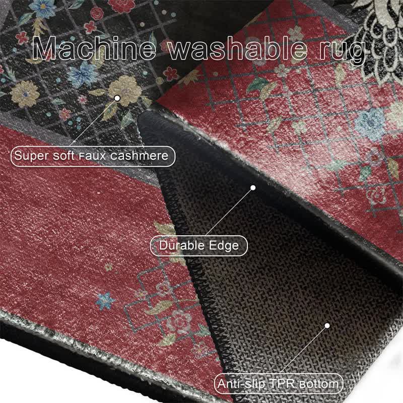 Tapis antidérapant avec motif floral de grue à couronne rouge - image 6
