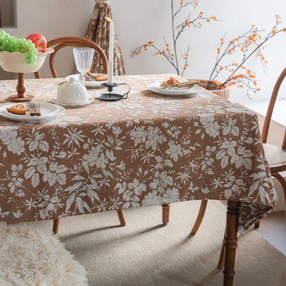Nappe jacquard de style pastoral à motif floral - Kaki - 140 cm x 260 cm - image 9