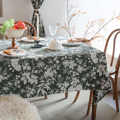 Nappe jacquard de style pastoral à motif floral - vert foncé - 140 cm x 260 cm - image 10