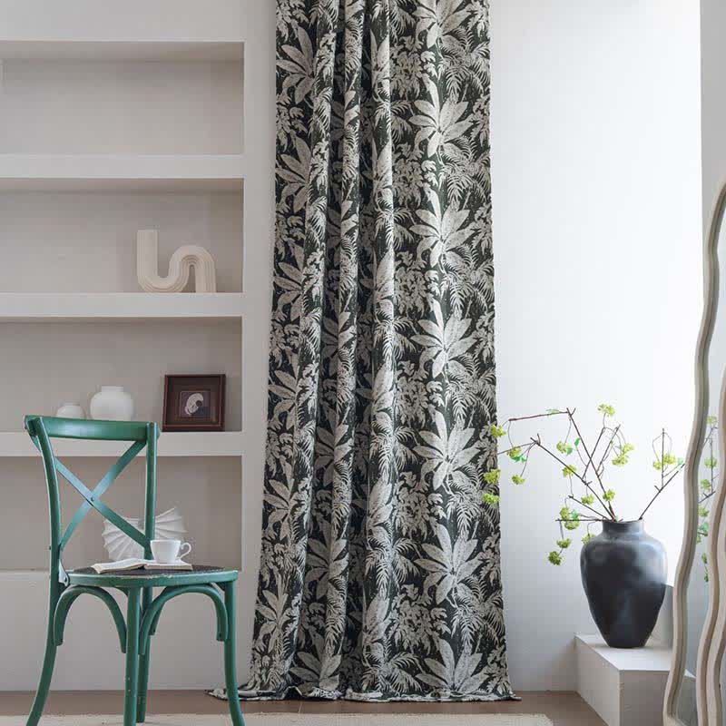 Rideau jacquard à motif de feuilles d'île tropicale - image 2