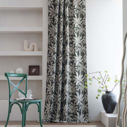 Rideau jacquard à motif de feuilles d'île tropicale - image 2