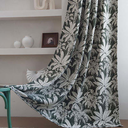 Rideau jacquard à motif de feuilles d'île tropicale - image 1