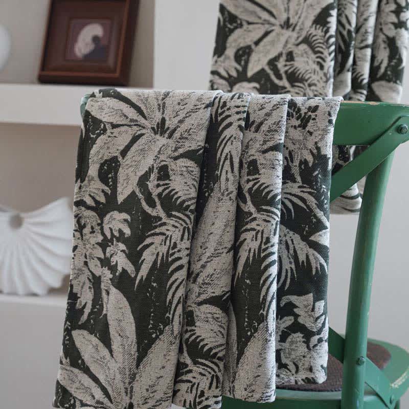 Rideau jacquard à motif de feuilles d'île tropicale - image 7
