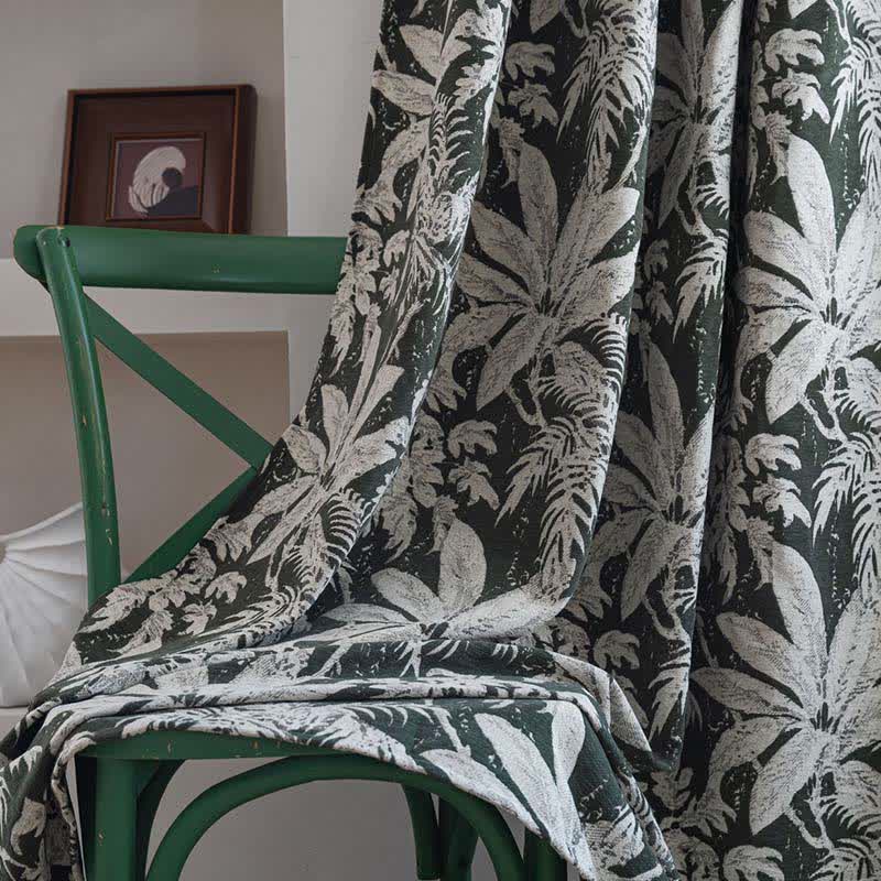 Rideau jacquard à motif de feuilles d'île tropicale - image 5