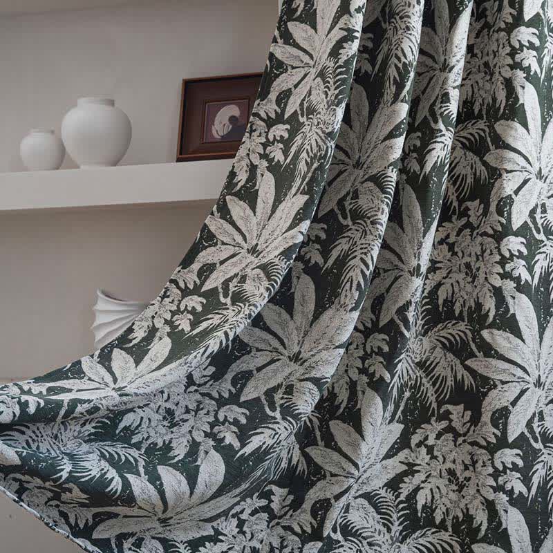 Rideau jacquard à motif de feuilles d'île tropicale - image 4