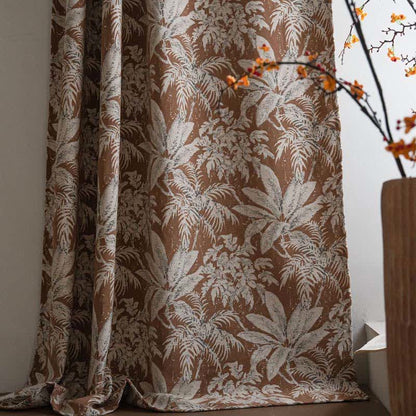 Rideau jacquard à motif de feuilles d'île tropicale - passe-tringle - Kaki - 140 cm x 260 cm - image 10
