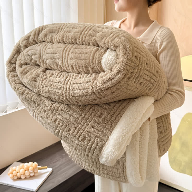 Couverture en peluche jacquard à carreaux - Kaki - 200 cm x 230 cm - image 17