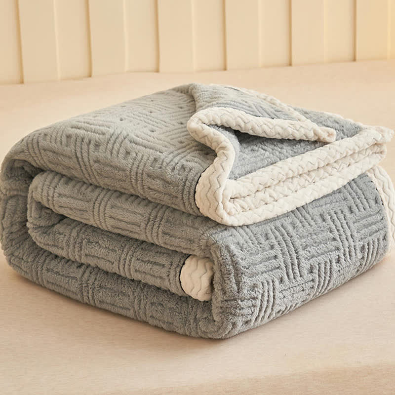 Couverture en peluche jacquard à carreaux - image 5