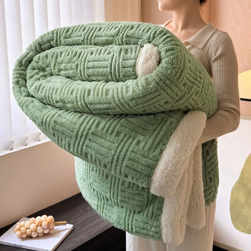 Couverture en peluche jacquard à carreaux - Vert - 200 cm x 230 cm - image 8