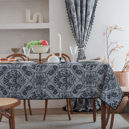 Nappe jacquard de style ethnique à motif rétro - Noir - 160 cm x 160 cm - image 12