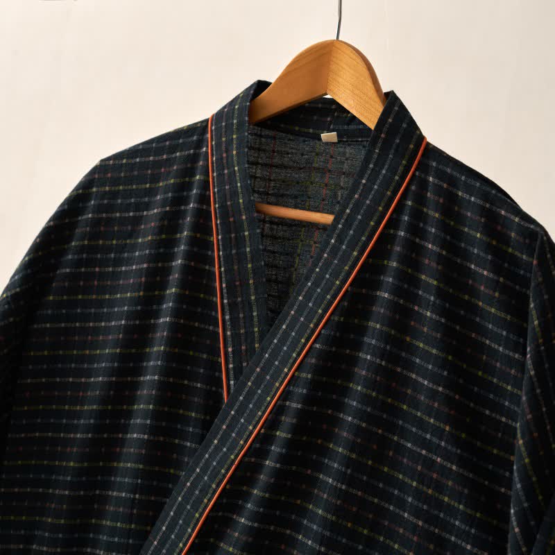 Robe kimono yukata à carreaux en coton biologique - image 3