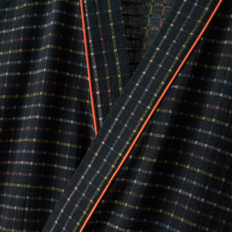 Robe kimono yukata à carreaux en coton biologique - image 4