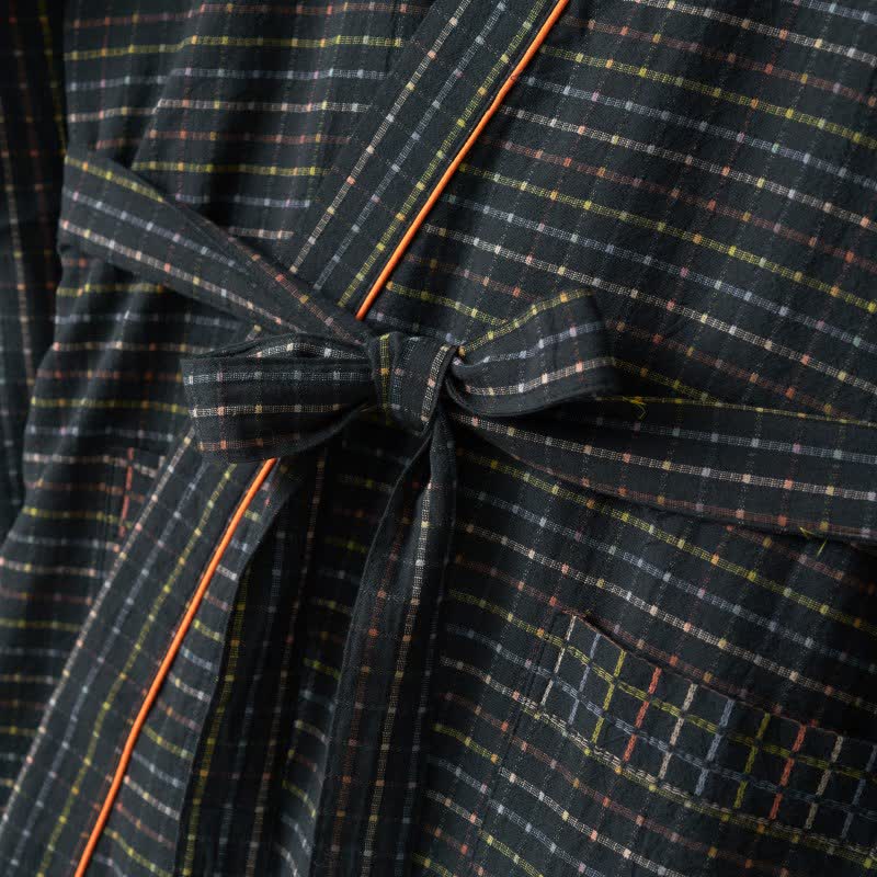 Robe kimono yukata à carreaux en coton biologique - image 6