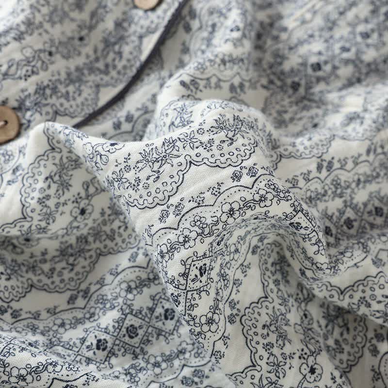 Ensemble de vêtements d'intérieur en coton à motif floral rétro oriental - image 16