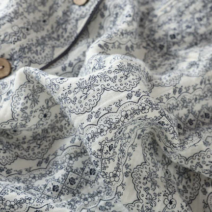 Ensemble de vêtements d'intérieur en coton à motif floral rétro oriental - image 16