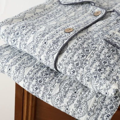 Ensemble de vêtements d'intérieur en coton à motif floral rétro oriental - image 3