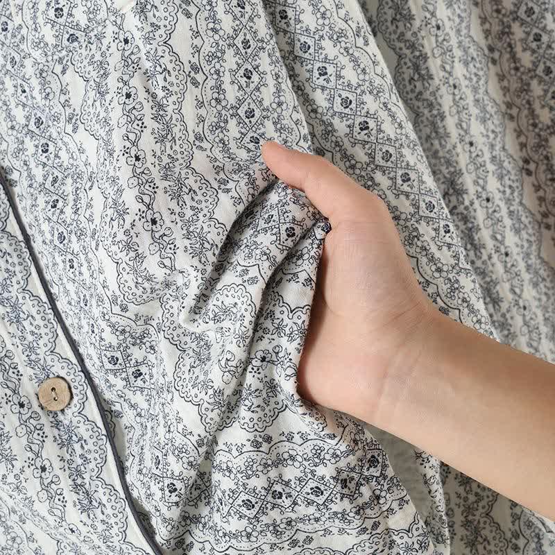 Ensemble de vêtements d'intérieur en coton à motif floral rétro oriental - image 9