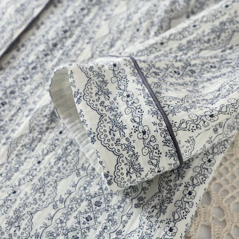Ensemble de vêtements d'intérieur en coton à motif floral rétro oriental - image 10