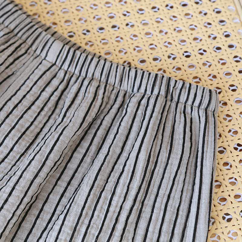 Ensemble de vêtements d'intérieur simple en pur coton à rayures - image 10