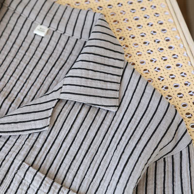 Ensemble de vêtements d'intérieur simple en pur coton à rayures - image 6