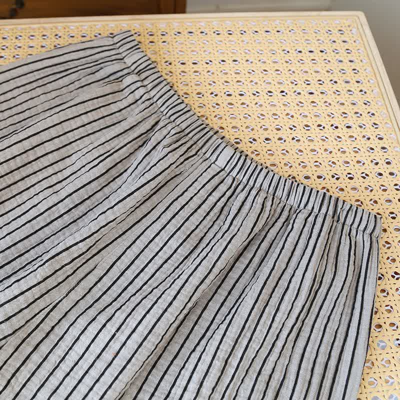 Ensemble de vêtements d'intérieur simple en pur coton à rayures - image 11