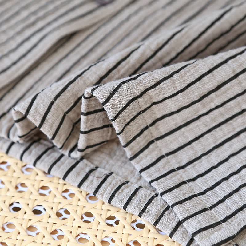 Ensemble de vêtements d'intérieur simple en pur coton à rayures - image 9