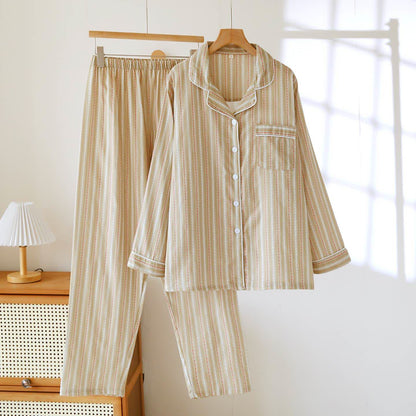 Ensemble de vêtements d'intérieur assortis en gaze de coton rayée - Jaune - Femmes - XXL - image 6